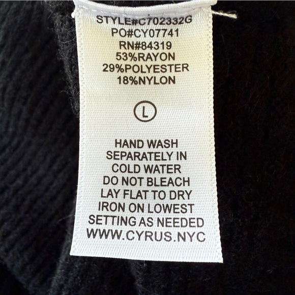 NWT Cyrus Black Turtleneck Sweater with Button Accents size L - Picture 4 of 8